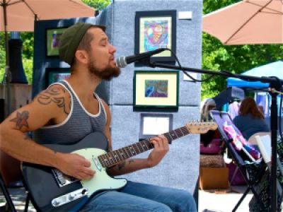Aaron Reed of the band Bucklerash brings his soulful acoustic set to the Lithia Artisans Market. Saturday, May 10 from 11-1. 