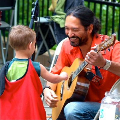 Phoenix Sigalove is an amazing singer, songwriter with a powerful message. His music resonates with all of us. Here he is with a young, superhero fan. 