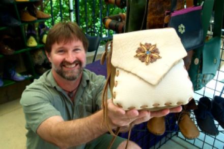 Dave Summers is an outstanding leather worker at Lithia Artisans Market of Ashland. 