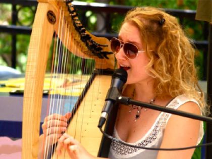 Kate Wilde plays original tunes with her group, The Ancient Wild. Locally created, live Music at The Lithia Artisans Market of Ashland, Oregon (LAMA).