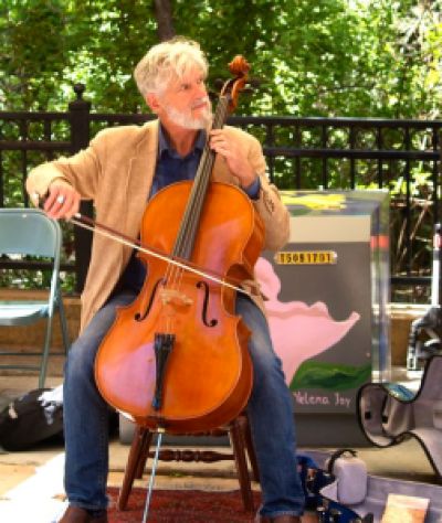 Daniel Sperry, Celloist, Lithia Artisans Market Ashland, LAMA