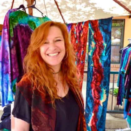 Marcella Rose, hand painted silk, Lithia Artisans Market Ashland, LAMA
